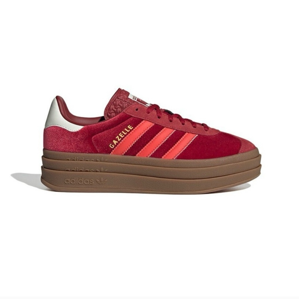 adidas Gazelle Platform Sneaker in Red with Coral Stripes